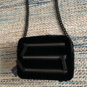 Rebecca Minkoff Black Velvet 4 Zip Moto Camera Bag